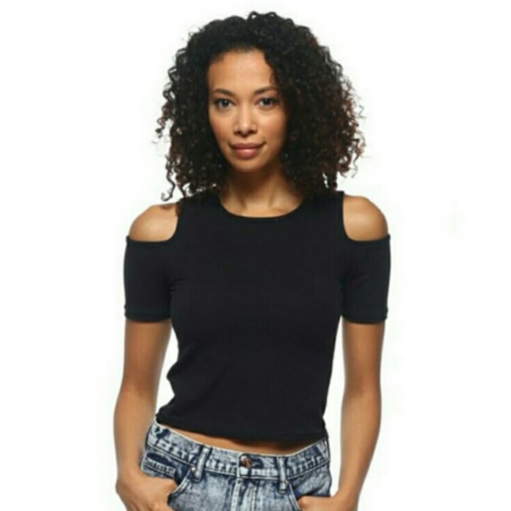 Topshop black cropped shirt